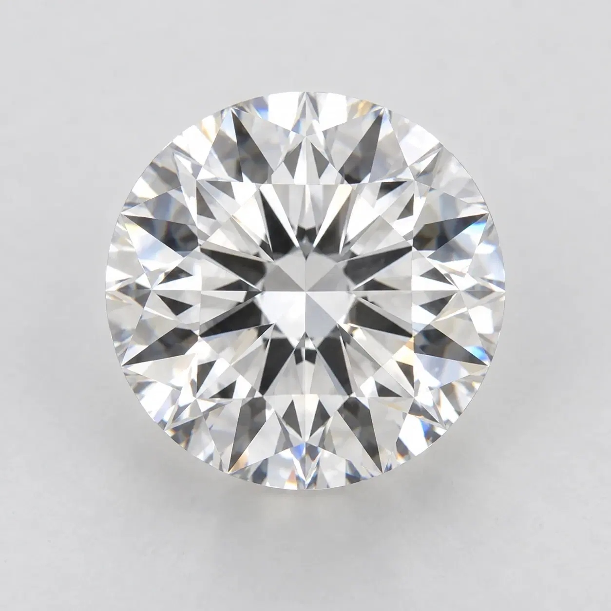 Round brilliant lab-grown diamond viewed from above.