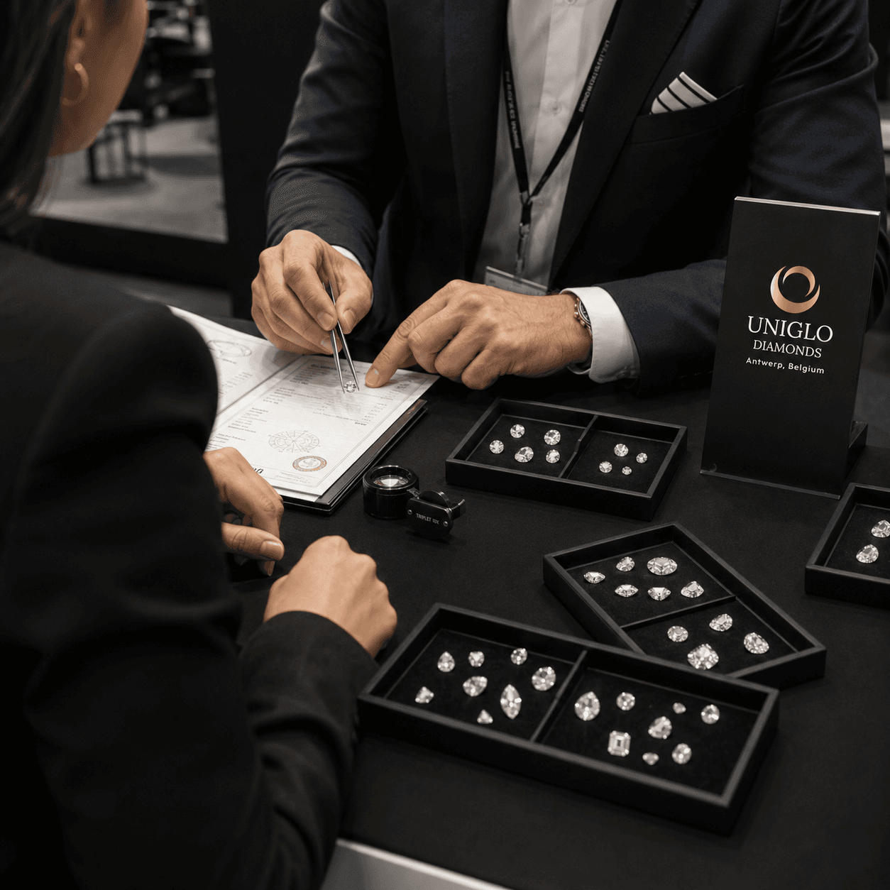 Natural-diamond sourcing discussion with Uniglo Diamonds at INHORGENTA