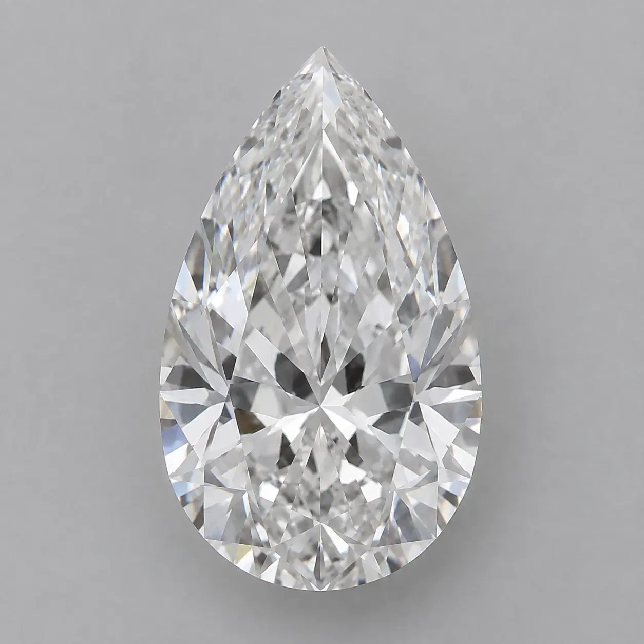 Loose pear-shaped lab-grown diamond with a rounded end and pointed tip
