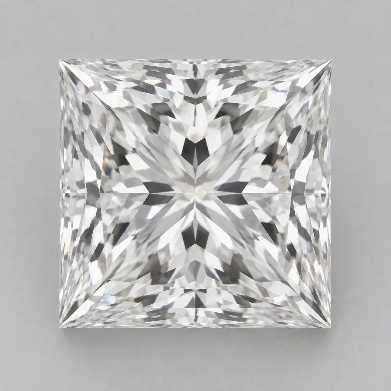 Loose Princess-cut lab-grown diamond showing its square outline and pointed corners