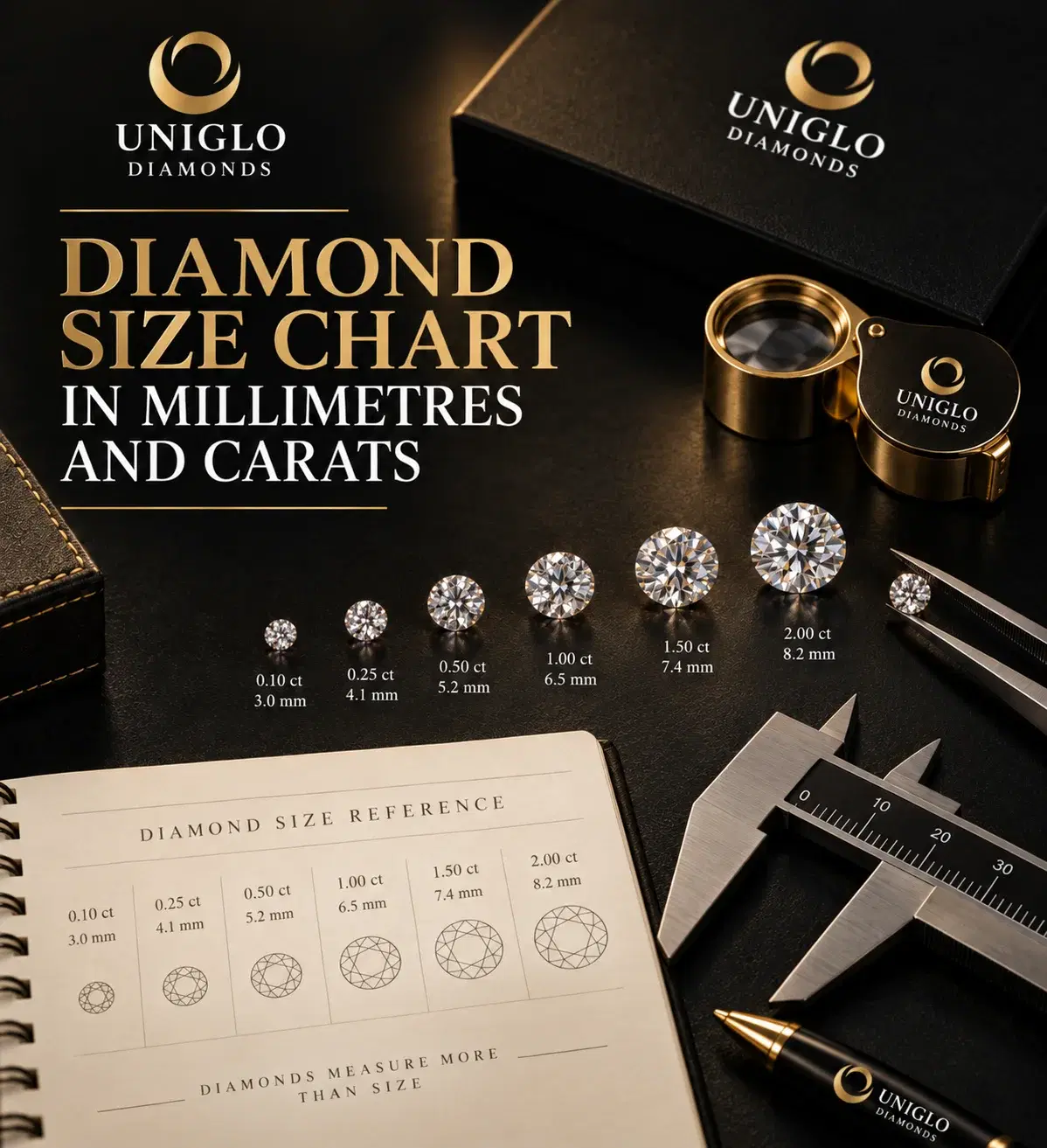 Diamond Size Chart in Millimetres and Carats