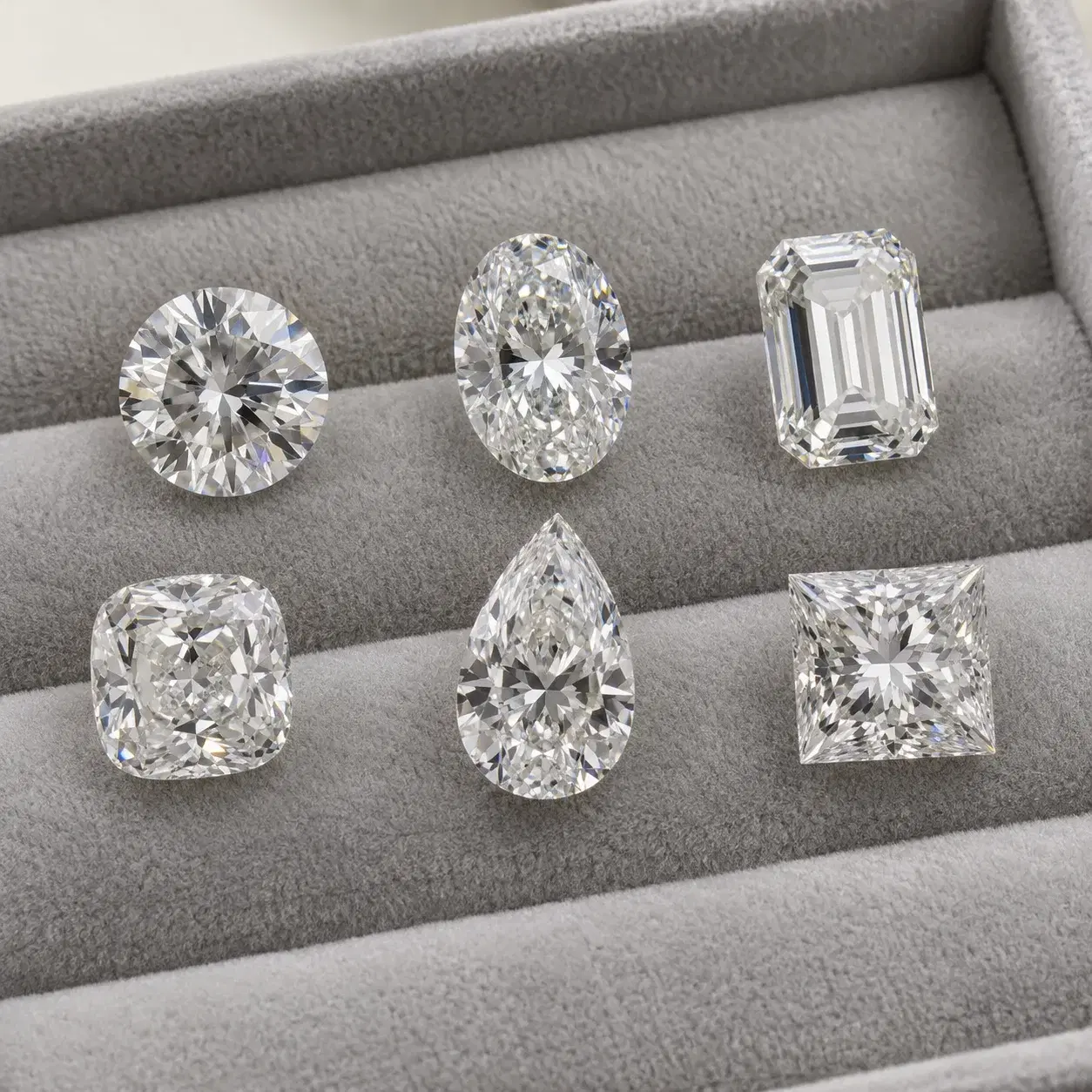 Illustrative loose diamond examples in different shapes.