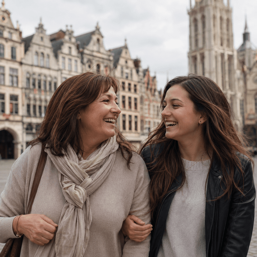 Mother and daughter celebrating Mother’s Day in Antwerp
