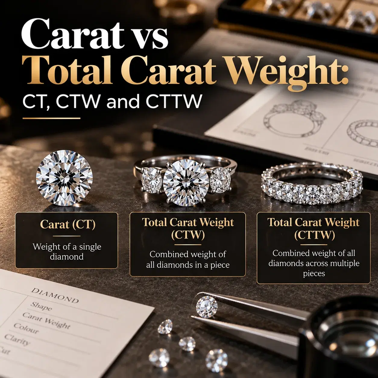 Carat vs Total Carat Weight: CT, CTW and CTTW