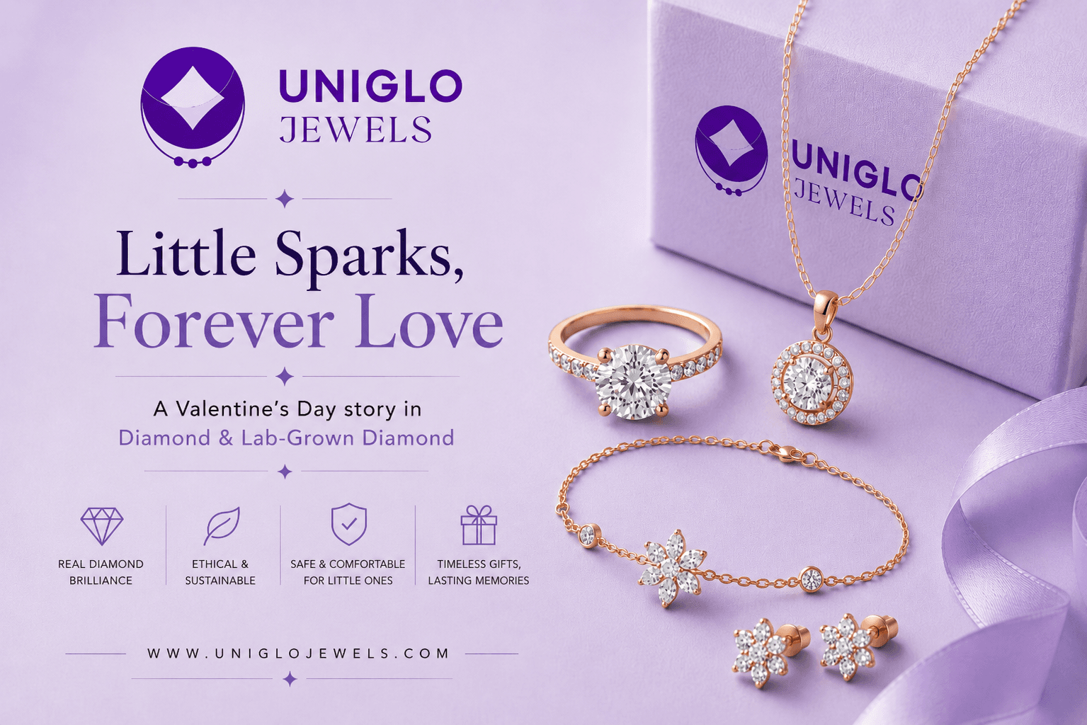 Petite diamond bracelet and pendant designed for children, combining elegance with comfort for everyday wear