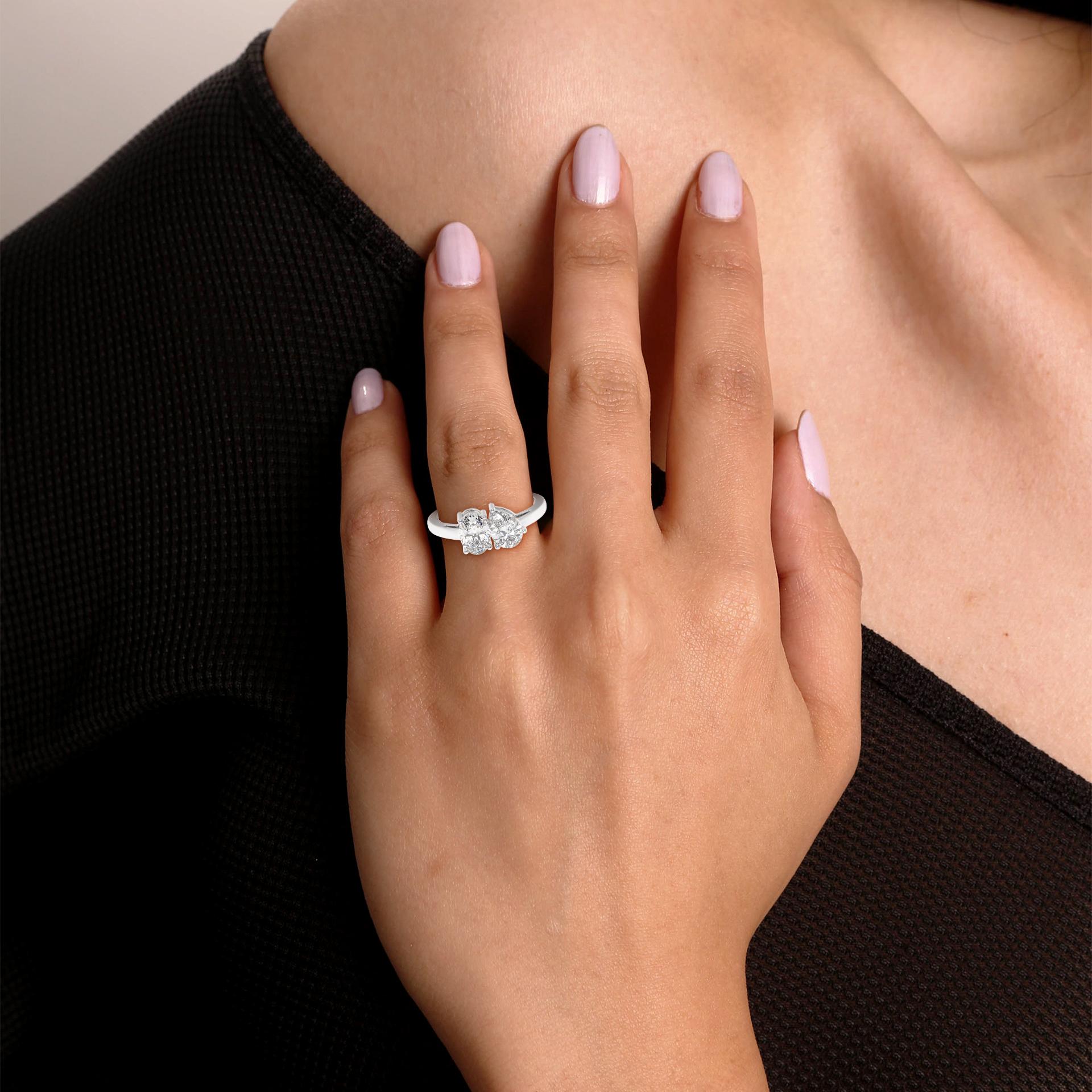 Violeta Two Stone Oval and Pear Toi Et Moi Grown Diamond Ring